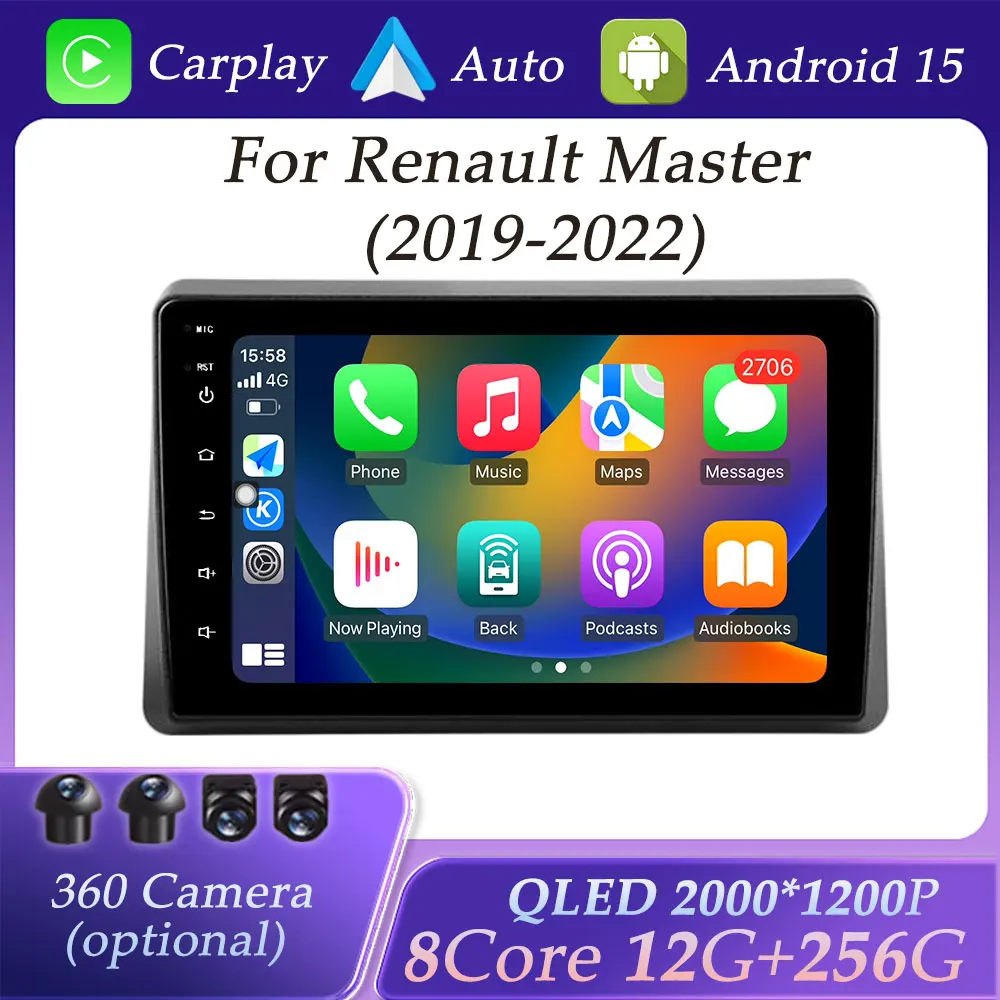 

HD Screen for Renault Master 2019 - 2022 CarPlay Android Auto Car Radio Video Audio Multimedia Player Split Screen GPS Navi WIFI