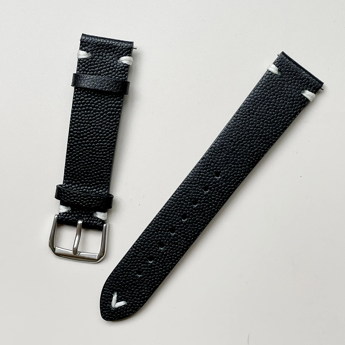 20mm Top Layer Cowhide Caviar Texture, Soft and Breathable, Comfortable to Wear , Men's Genuine Leather Watch Strap