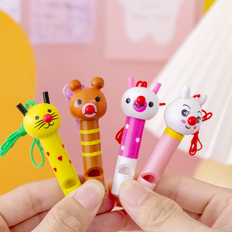 3Pcs Cute Multicolor Wooden Whistles Birthday Party Favors Decoration Shower Noice Maker Toys Goody Bags Gifts