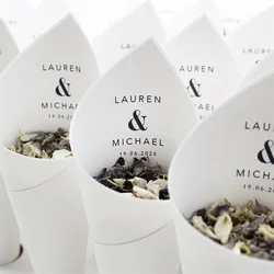 25pcs Wedding Confetti Cones Personalised Elegance Style