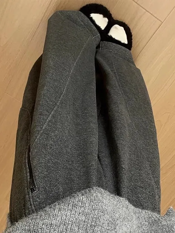 

Широкие шерстяные брюки Deep Ey для женщин, зимние, свободные, с высокой талией, драпированные, в стиле «облако», маленький размер, брюки-«ножи»