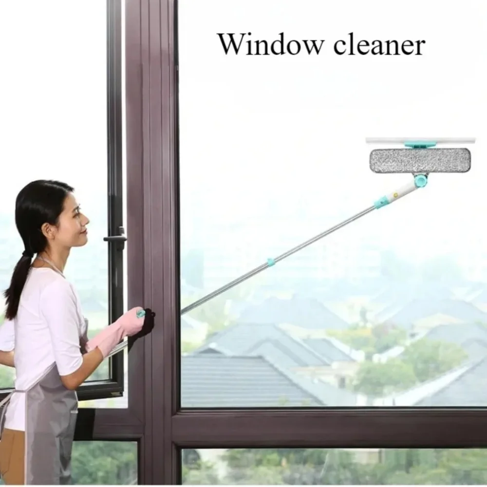 Telescopic Window Glass Cleaning Household Tool High Building Retractable Pole Washing Dust Cleaner Brush Dry Wet Scraper Wiper