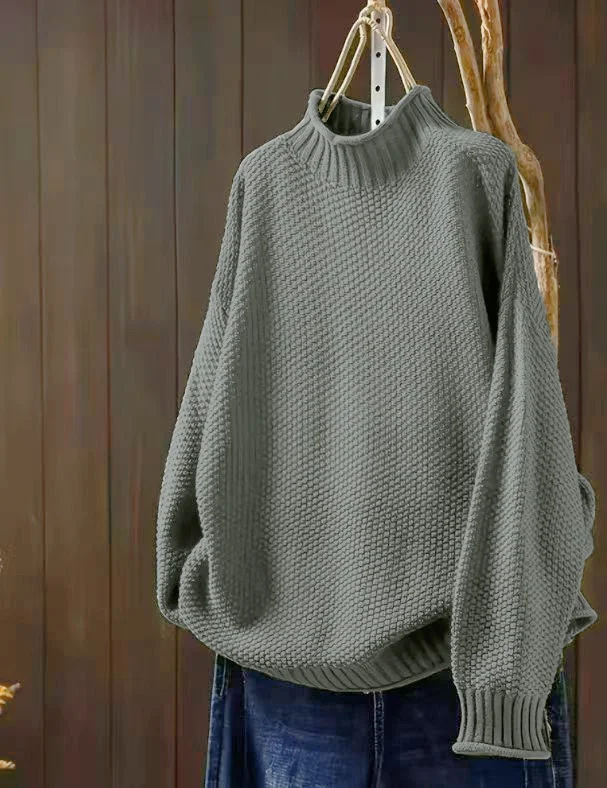 Damen-Pullover mit halbem Rollkragen und langen Ärmeln in Übergröße (Freizeitkleidung) ​ – Detail 16