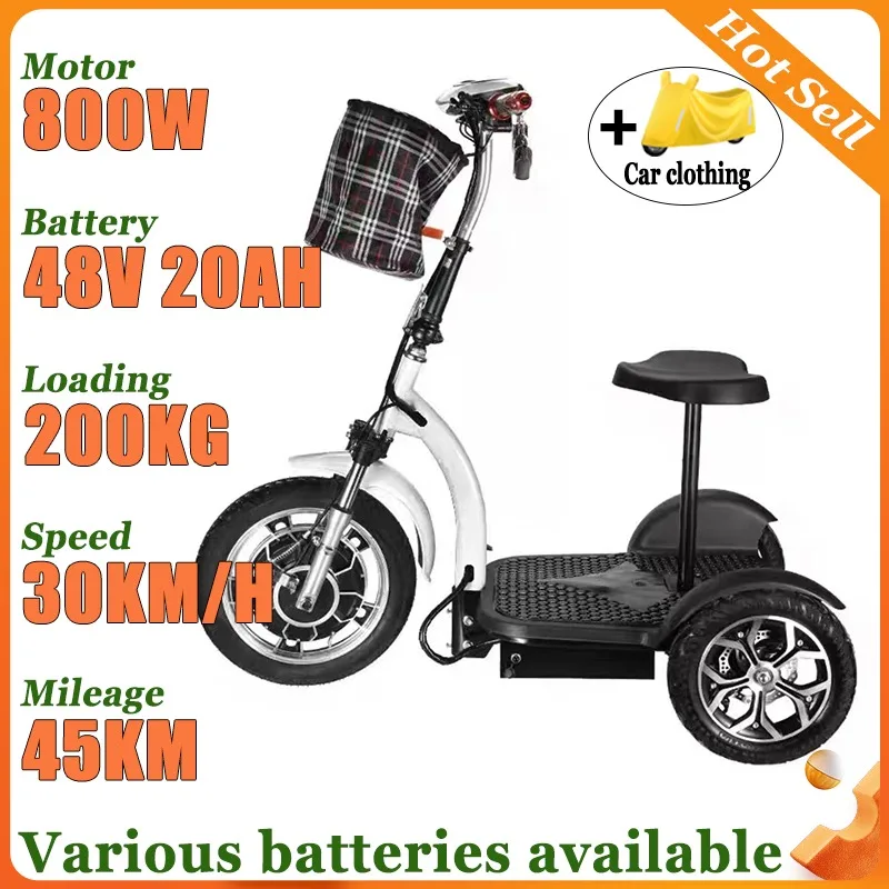 Adult Flowing Folding with Basket Small Electric Tricycle Elderly Shopping Mobility Scooter Disabled Commuting Electric Scooter