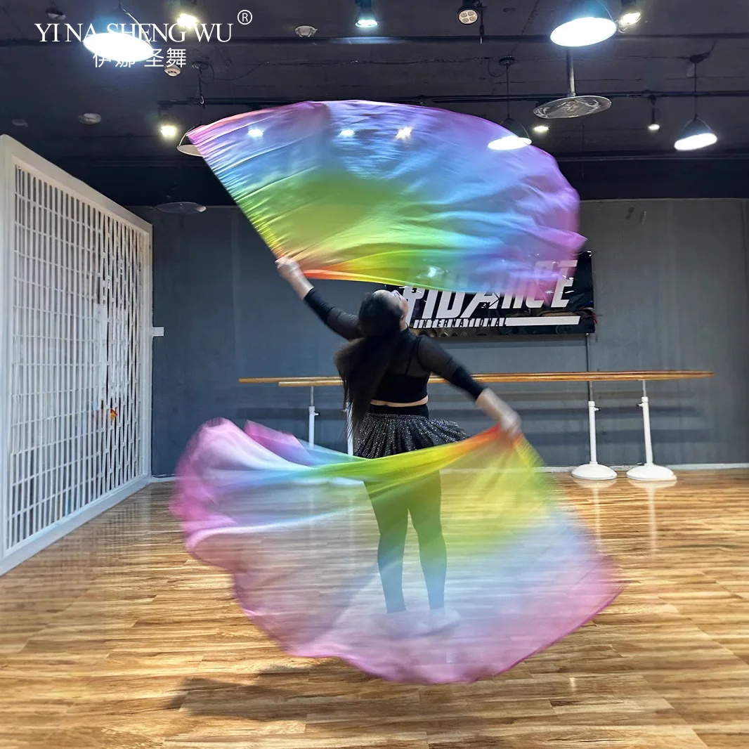 New Style Worship Flag Dance Props Praise Flag Chiffon Gradient Scarf Performance Dance Seven-color Rainbow Dance