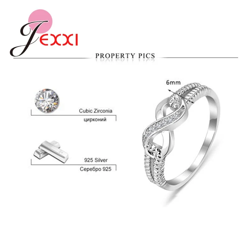 Novel Design Figure 8 Shape Round Finger Rings For Women Girls Promise Rings Sterling Silver 925 Elegant Wedding Jewelry
