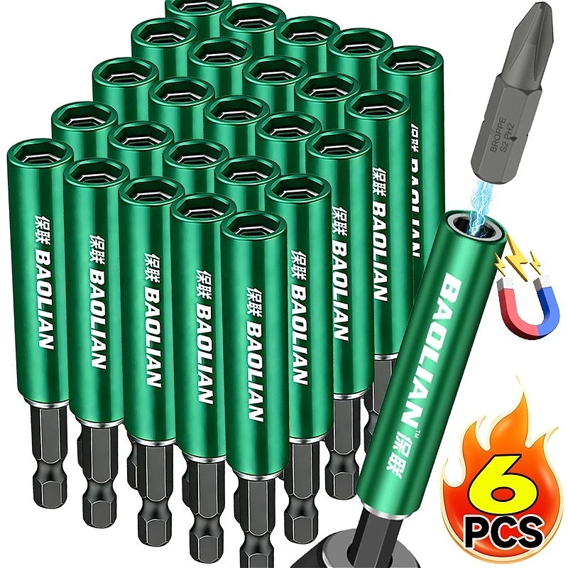 

1/6 шт. магнитная отвертка, держатель бит, удлинитель, шестиугольный телескопический шатун, электрические дрели, отвертки, аксессуары для бит