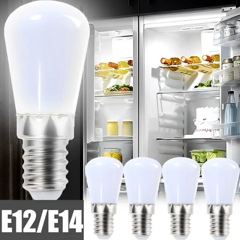 4/1PCS E12/E14 Light Bulb LED Refrigerator Light Bulbs 220V LED Refrigerator Lamp Screw Bulb for Refrigerator Display Cabinets