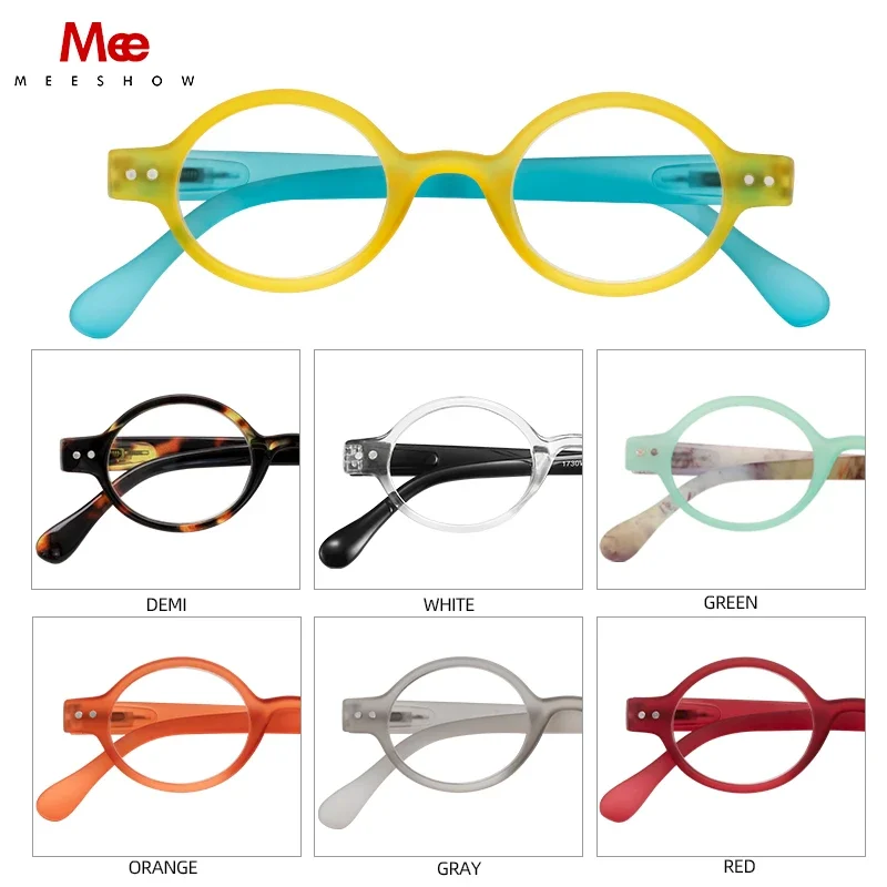 Meeshow Round Reading glasses Men women glasses with diopter Retro Europe style clear summer eye glasses  +2.25+1.75 +4.0  1730
