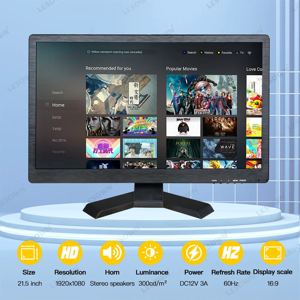 Imagem -06 - Lesown-monitor Touchscreen Ultra Amplo Full hd Vga Hdmi Montagem na Parede Display Vesa para Laptop pc Switch Gaming 21.5 1920x1080