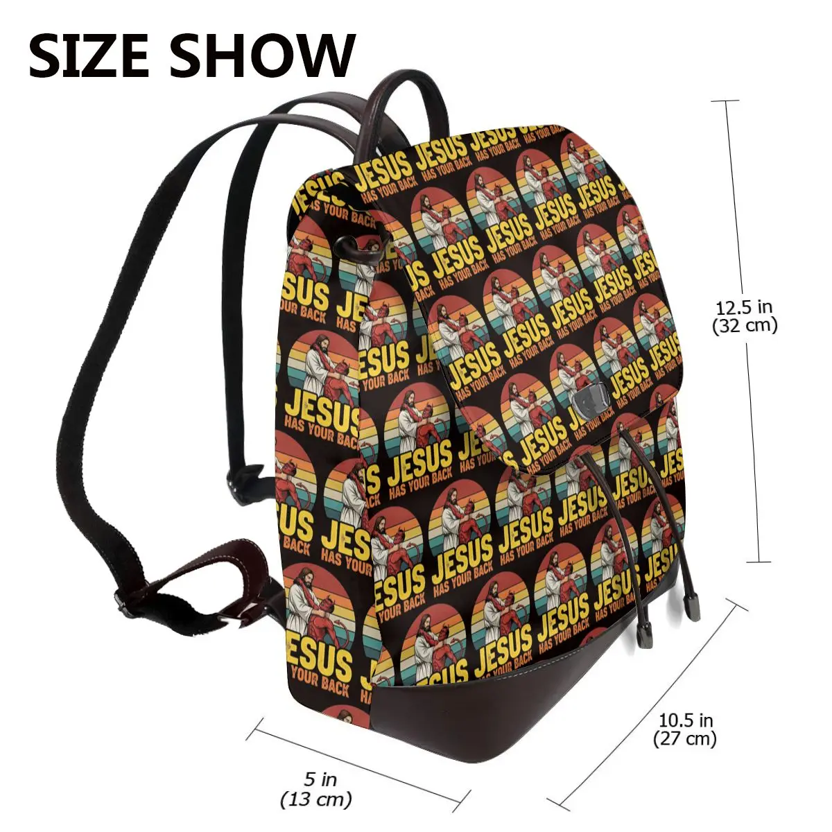 Jesus Has Your Back Jiu Jitsu Christian Bookbag School Student Bags Hiking Travel Daypack for Women Fashion Derma Backpack