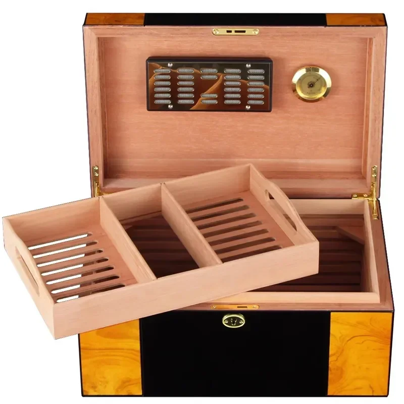 

Hot Sale Piano Paint Craft Humidor Cedar Wood Humidor Cigarette Case