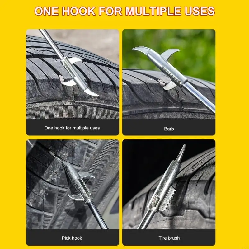 Professional Automotive Tire Cleaner Tool With Nonslip Handle For Removing Stucks Stone From Grooves Safely 0XXB