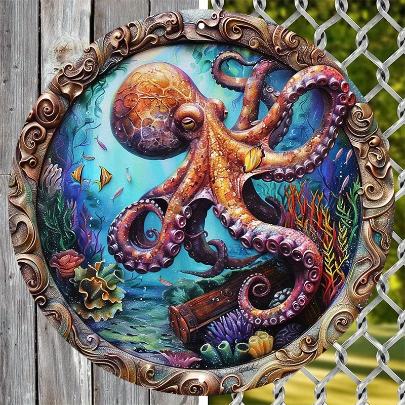

Durable Aluminum Octopus Wreath Sign, UV and Scratch Resistant, Decor for Indoors and Outdoors, Perfect Valentine'S Day Gift