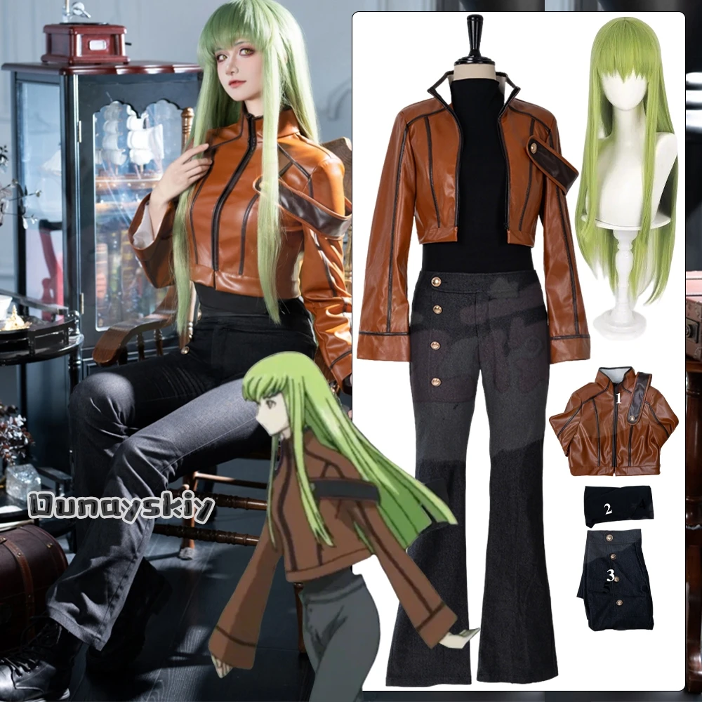 

Code Geass Queen CC Cosplay Jacket Costume PU Leather Jacket Women Clothing Anime Carnival Full Set Uniform s-l Role-play Suits