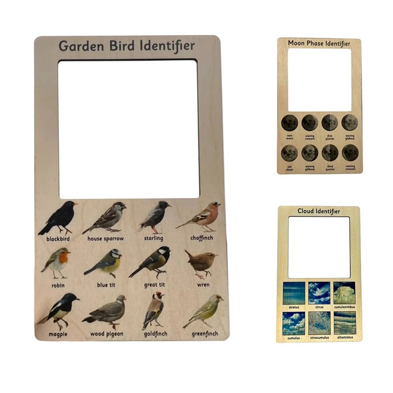 Nature Guide Finder Frame - Dual Sided Nature Guide Viewer, Garden Phase Identifier Easy Install Easy To Use (Birds)