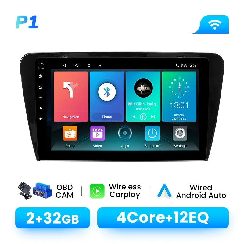 1920*720 IPS Draadloze CarPlay Android 14 Autoradio Speler Voor SKODA Octavia 3 A7 2013-2018 8 Core Multimedia GPS 4G Wifi DSP RDS