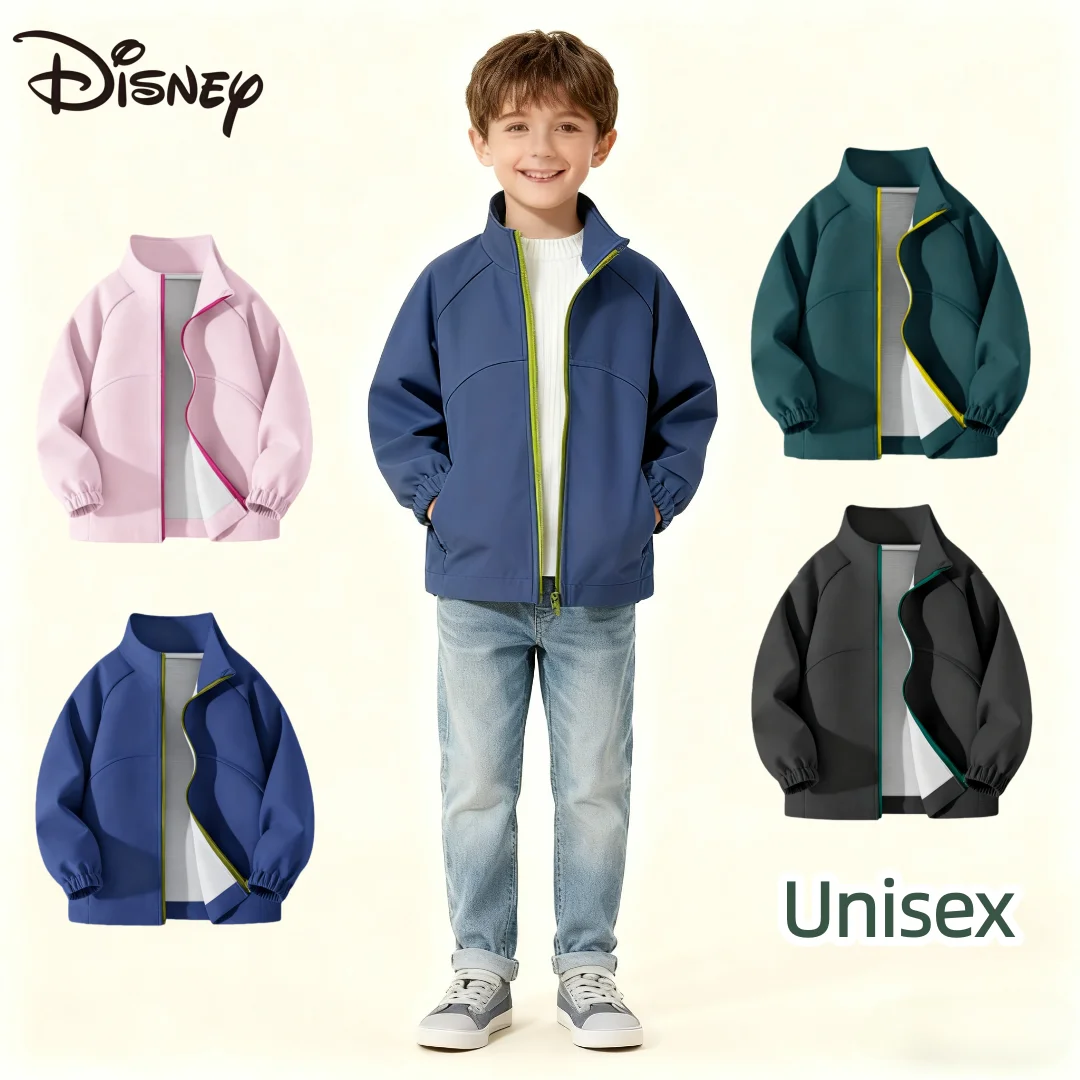 

Disney Kids Windproof Zipper Cardigan Spring Autumn Stand-up Collar Soft Jacket Boy Girl Breathable Comfortable Outwear