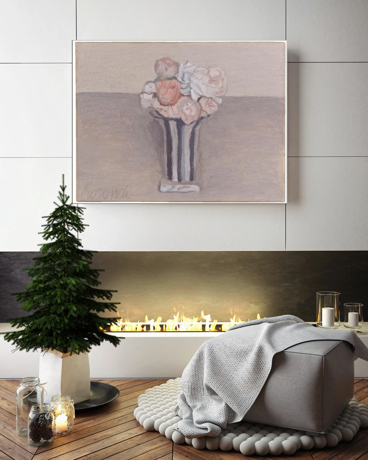 100% Handmade Giorgio Morandi Fiori Flowers Famous Oil Painting Canvas Nordic Minimalist Wall Art Living Room Home Decor GM020