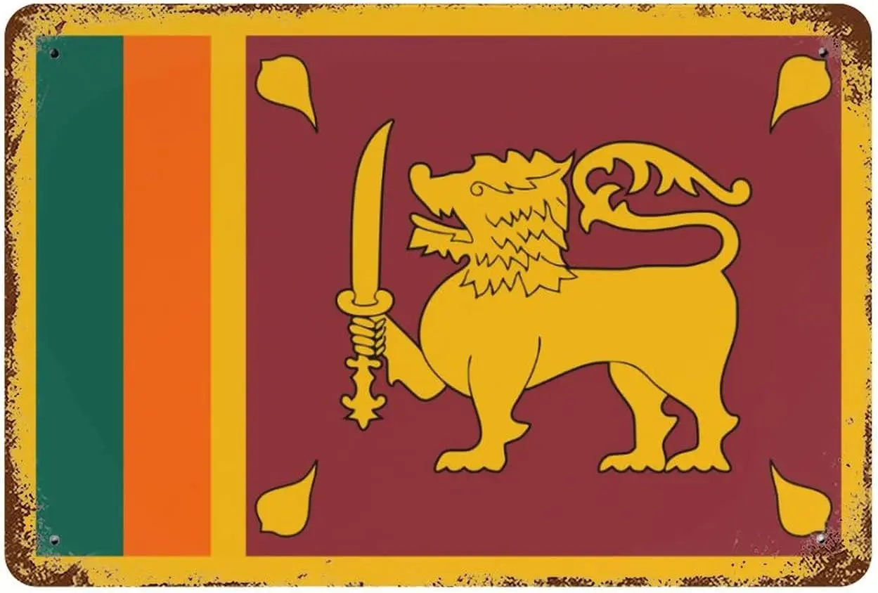 Vintage Signs Metal Sri Lanka Flag Tin Signs 8x12 Inch Decor Metal Vintage Tin Sign Kitchen Metal Tin Sign Wall Home Decor Bar