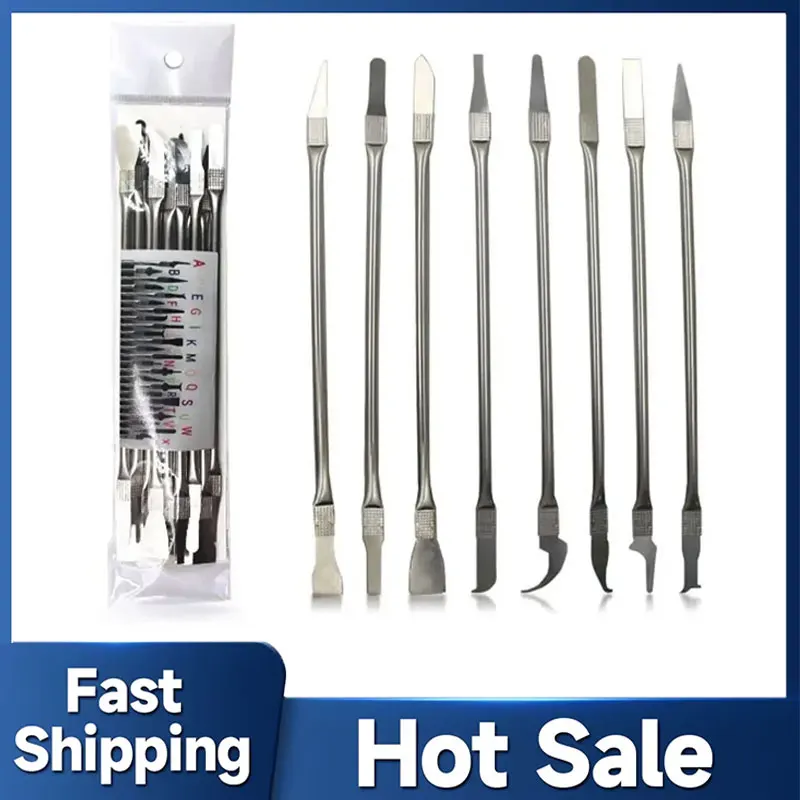 Dissolvant de colle CPU IC, réparation de puces C, outil de réparation de téléphone, lames fines, outil manuel de réparation pyratique pour téléphone portable et ordinateur 8 pièces