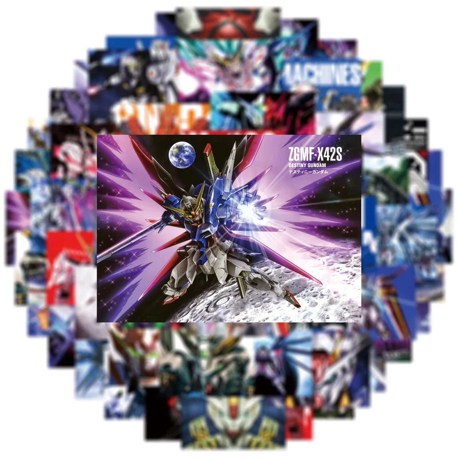 50PCS Cool GUNDAM Anime Cartoon Stickers Car Motorcycle DIY Toys for Phone Bottle Travel Bag Aesthetic Decals Creative Gifts