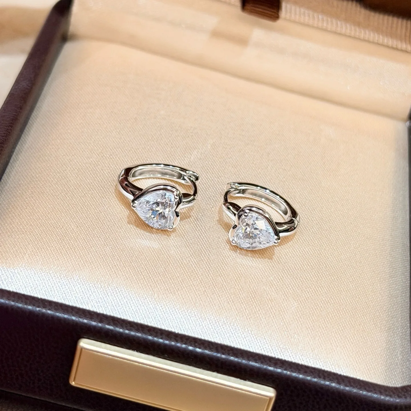 100% 925 Sterling Silver Pave AAA Zirconia Heart Small Size Hoop Earrings For Women Fine Jewelry