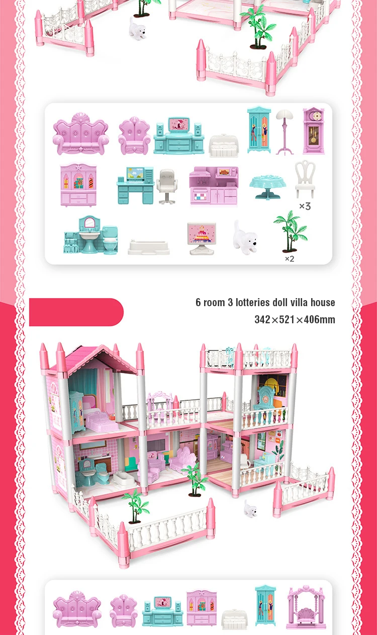 Mädchen Puppenhaus Spielzeug Kinder Pretend Spielen Puppenhaus Villa Patchwork Traum Möbel Hause Puppenhaus für Kinder Weihnachten Spielzeug Geschenke – Detail 11