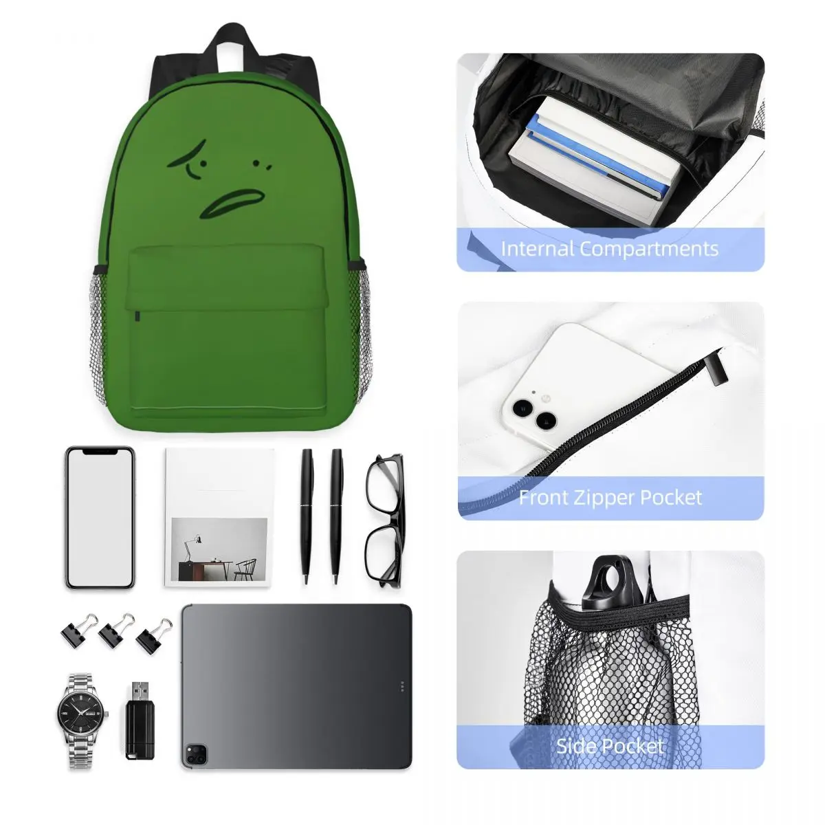 Impermeável Mochila de Alta Capacidade, Trendy Laptop Bag, Viagem Book Bag, New College Fashion, Liam Plecak, 15"