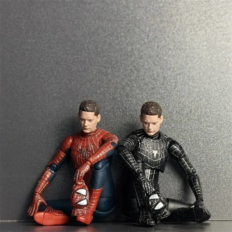 Spider-Man Anime Black Suit Version Marvel Action Figure Movie Superhero Movable Maguire Miquel Statue Toys children Model Dolls