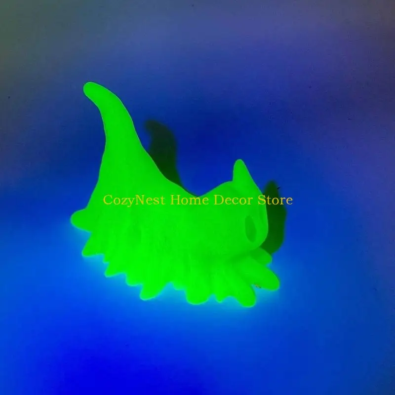 92MF Glowing In Dark Ghostly Cats Figurines 3PCS Set Halloween Home Tabletop Decors