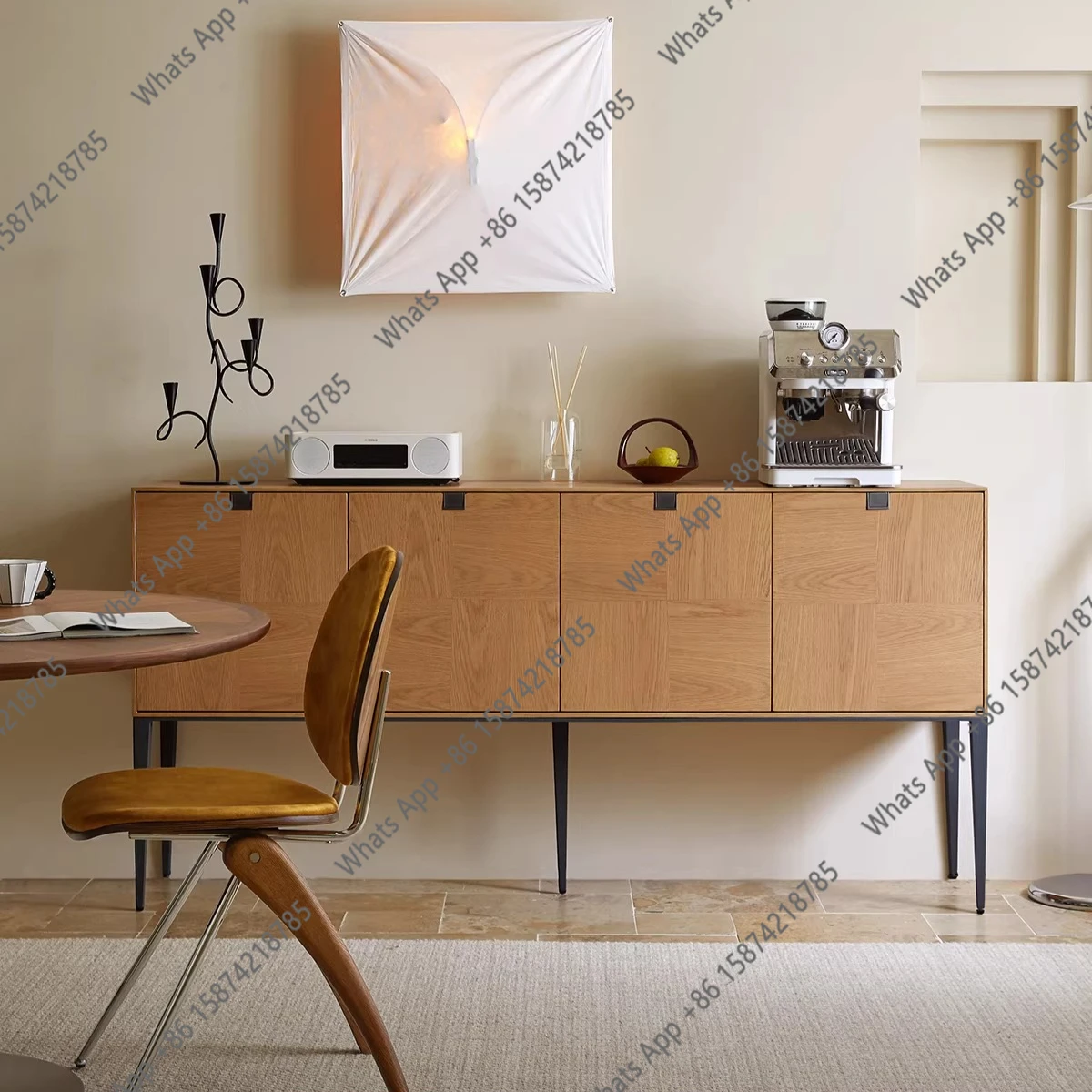 

Solid wood integrated dining side cabinet storage living room storage coffee side cabinet new