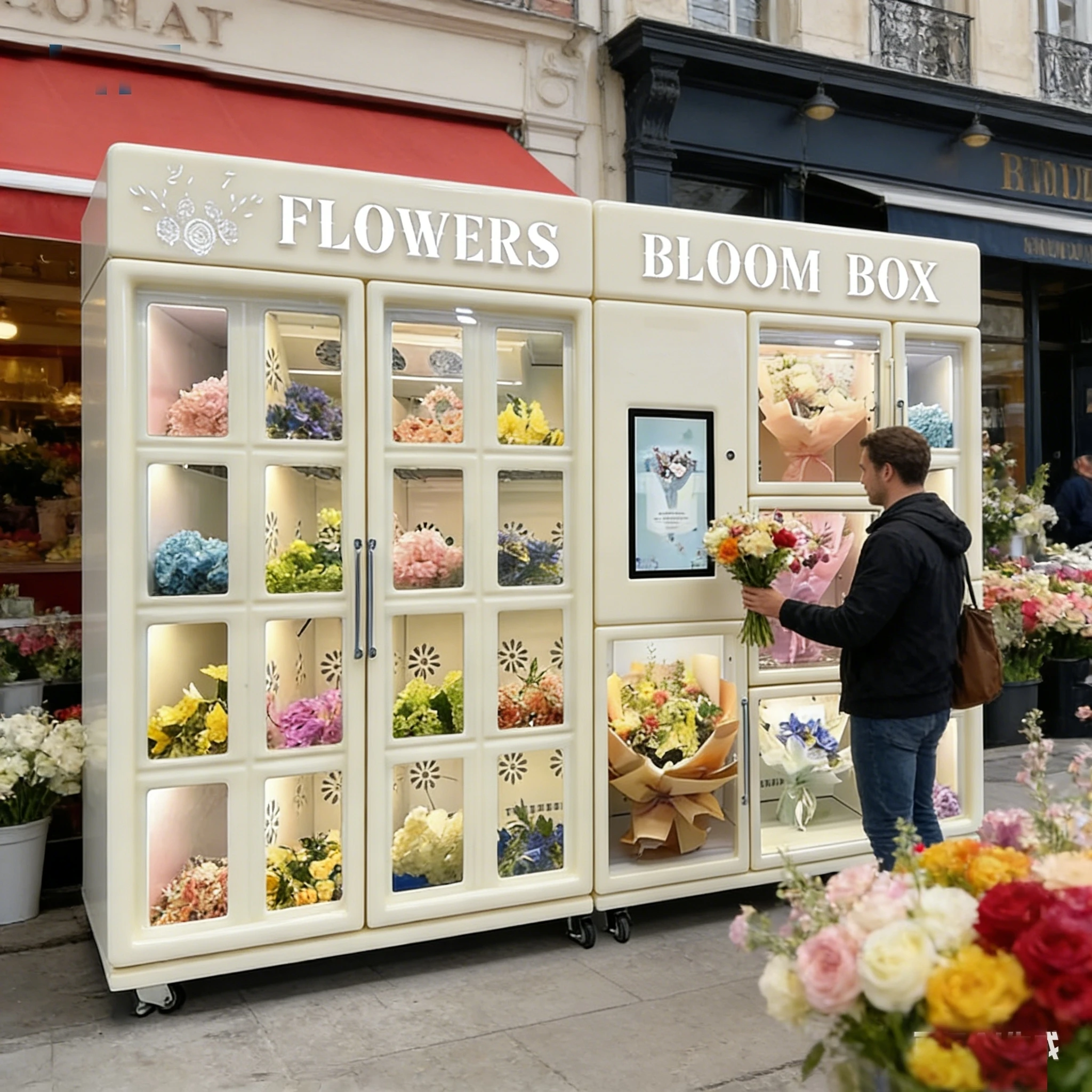 Refrigerated Locker Coin Payment Cloud SDK Flower Vending Machine Self service Flower Shop Bouquet Vending Machine