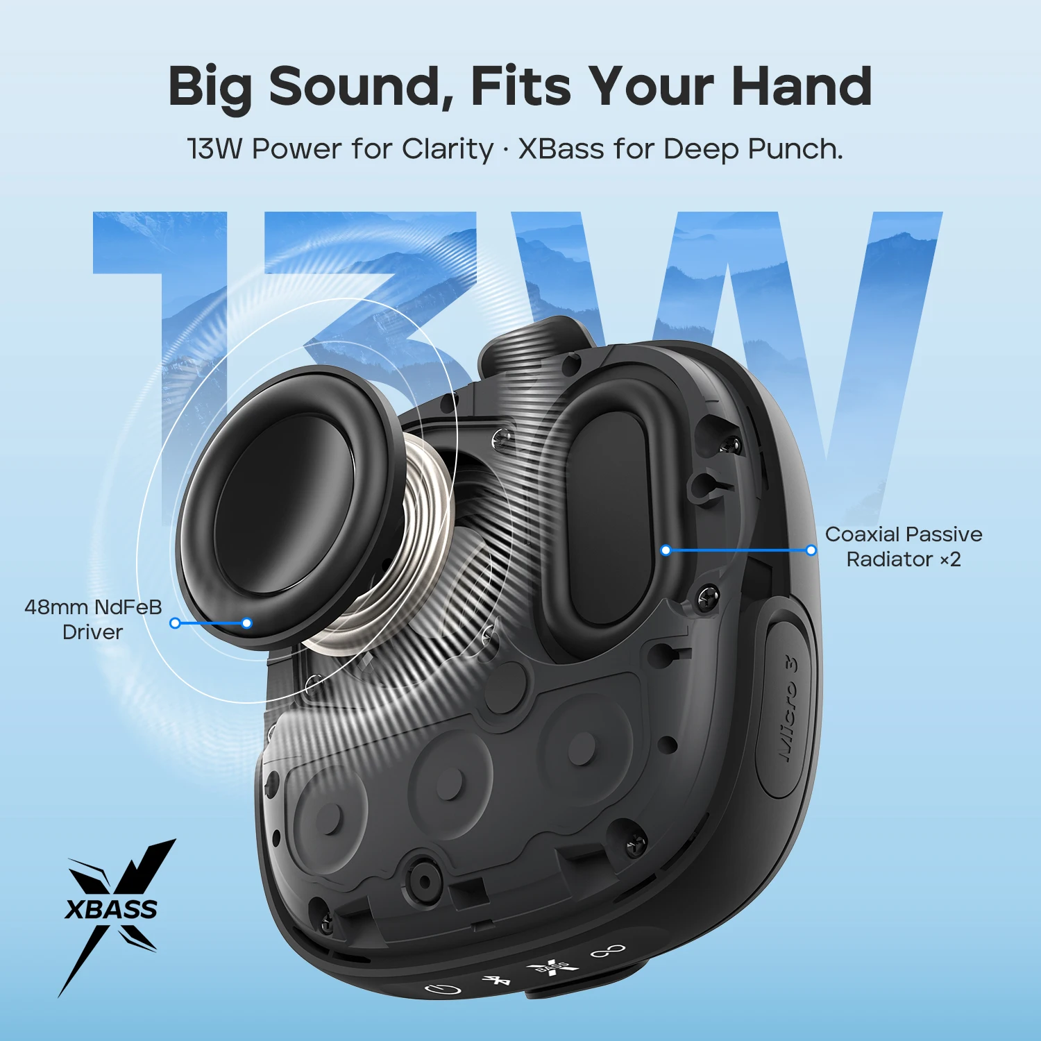 TRIBIT StormBox Micro 3 Portable Bluetooth Speaker,13W Bike Speaker with IP68 Waterproof,24H Playtime For Outdoor Camping,Hiking view 2