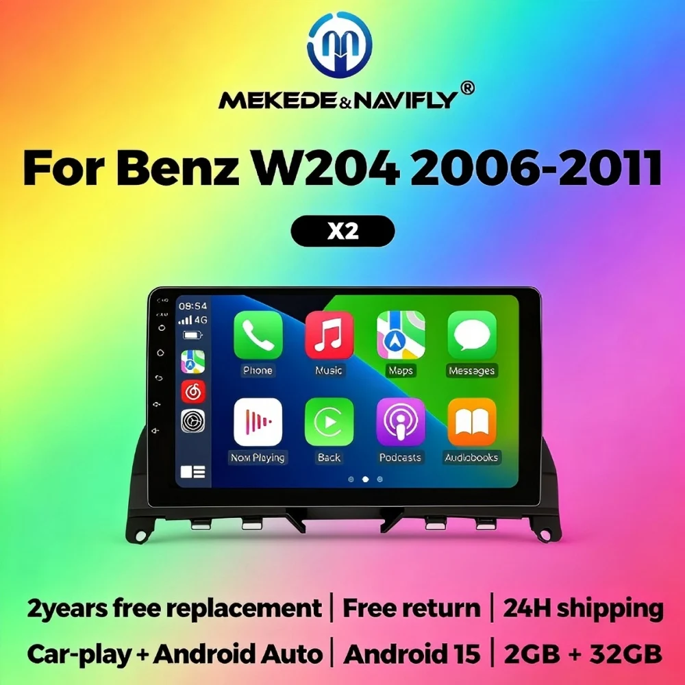 

Автомагнитола MEKEDE Android 15 2DIN для Mercedes Benz C-класса W204 S204 2006-2011, мультимедийный проигрыватель