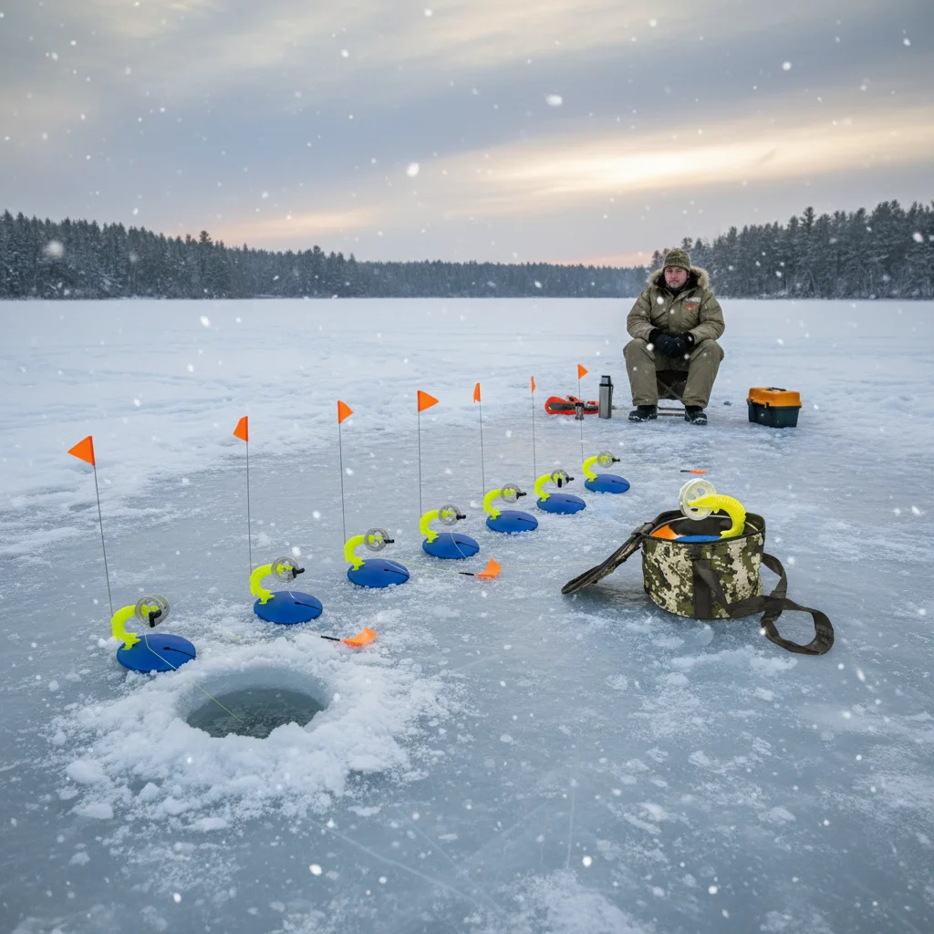 Kit cañas de pesca invierno con torreta automática para hielo y ríos - imagen 5
