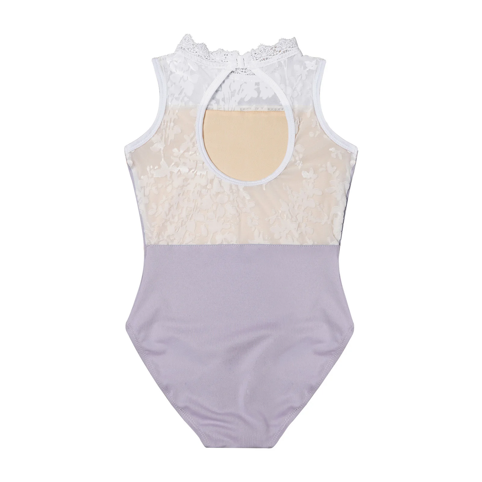 키즈 소녀 레이스 발레 워밍업 댄스 레오타드 발레 체조 연습 공연 의상을위한 쉬어 자카드 메쉬 바디 슈트