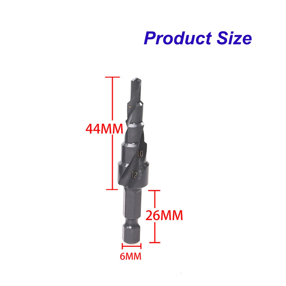 1 ชิ้นเกลียว HSS Stepped เจาะขนาด 4-12 มิลลิเมตร Hex shank Nitriding สีดําพื้นผิว Treatment Core เจาะบิต