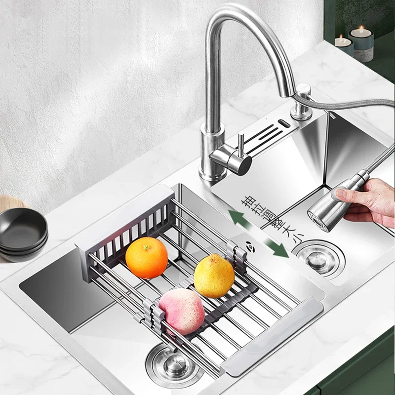 Double Kitchen Sink Filter Undermount Stainless SteelMixer Taps Drainer Dish Drainer  Kitchen Gadgets