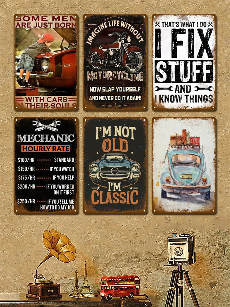 Retro Metall Zeichen Wand Kunst Wandbild Ästhetische Zimmer Home Decor Artikel Poster Vintage Metall Platte Garage Dekoration Zinn Zeichen Platten Bar – Detail 3