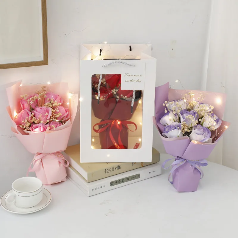 Festival Simulation Crushed Ice Blue Rose Soap Flowers Starry Sky Dried Flowers Birthday Gifts for Teachers Friends and Wives