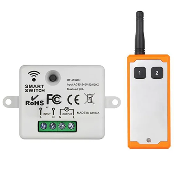 433MHZ Ndustrial AC110V 220V 1CH RF Wireless Remote Control Switch Radio Receiver With 20-1000M Long Distance Remote controller