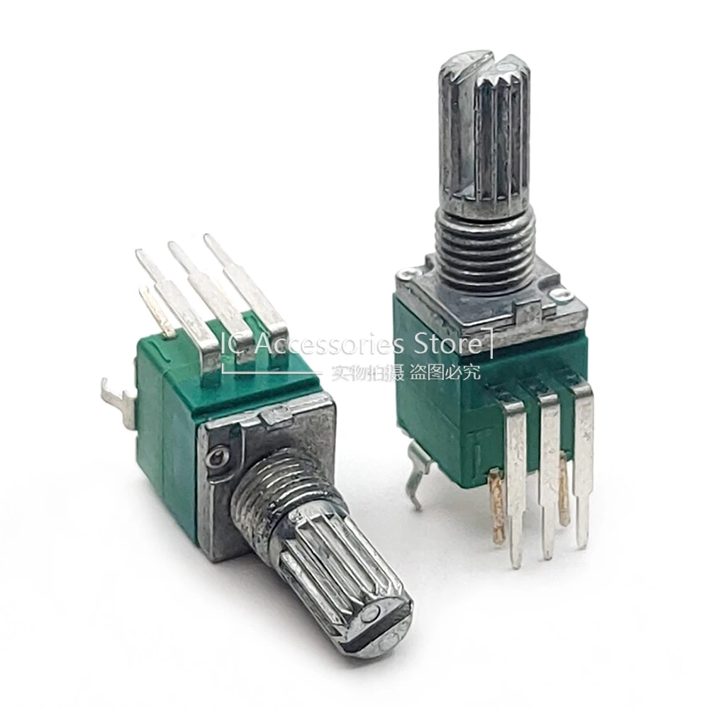 

10PCS RK097 Vertical Single With Switch B10K B50K B100K B500K B504 Volume Potentiometer Bent Foot 5 Pin Flower Shaft Length 15MM