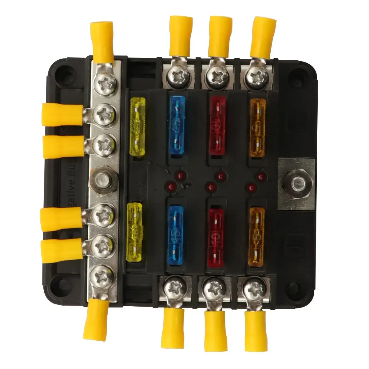 Second-generation car one in 6 out fuse box with indicator light with negative bus