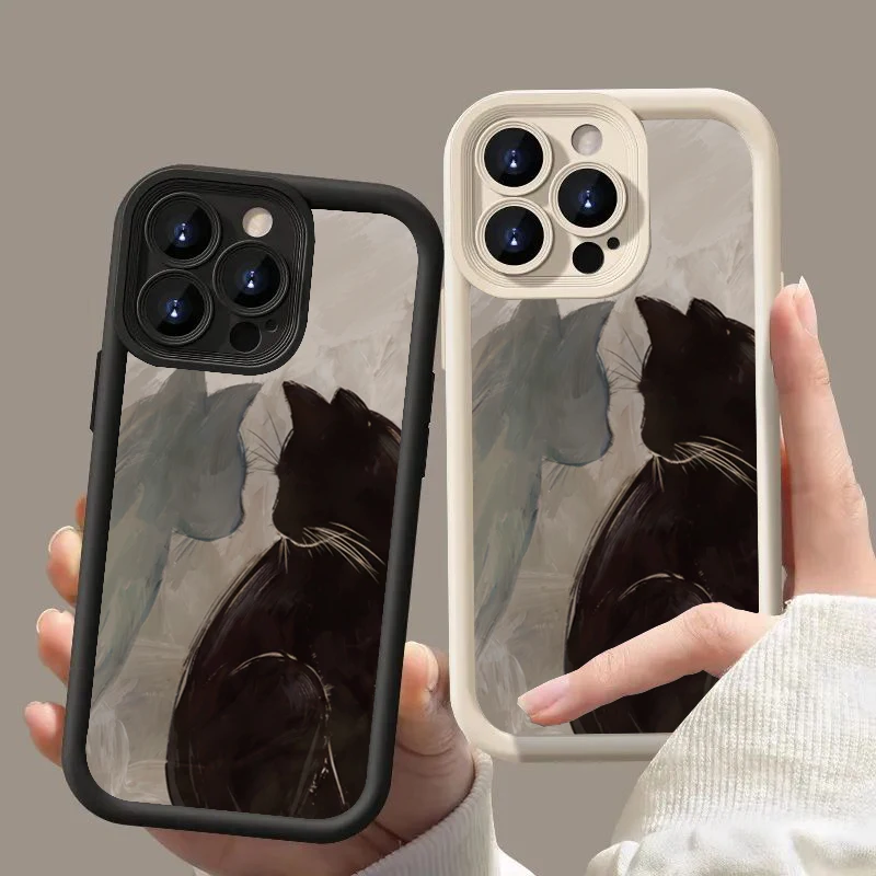 Oil Painting Two Cats Case for Xiaomi Redmi Note 13 12 Turbo 3 11 Pro Plus 10 Pro Max 12S 11S 10S Redmi 12 4G 13C 12C Soft Cover