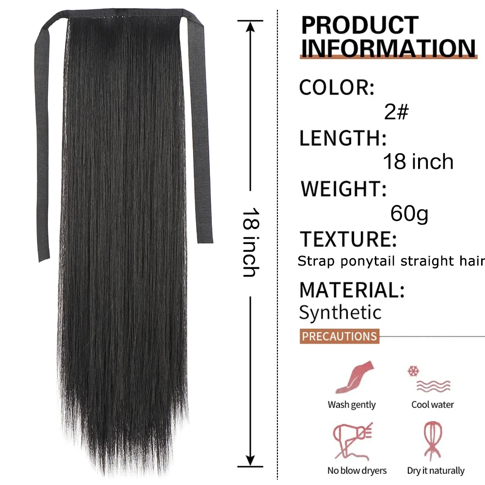 Long Straight Ponytail Extensions With Ties Natural Looking Synthetic Hair Extensions For Women Girls Hair Accessories