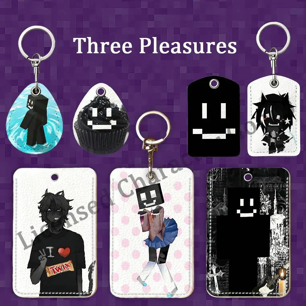 T-Twixxel Rectangle Card Case Keychain Access Card Bag Key Tag Ring Leather Card Holder Key Ring Access