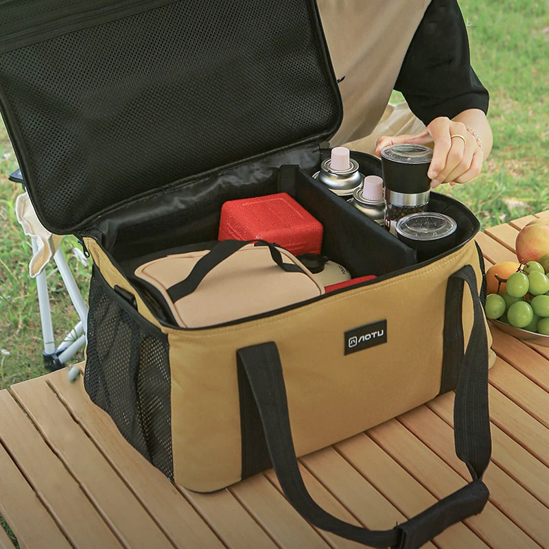 Outdoor Large Capacity Tableware Storage Bag, Collision Prevention Picnic Bag, Travel Hiking Handag, 22L