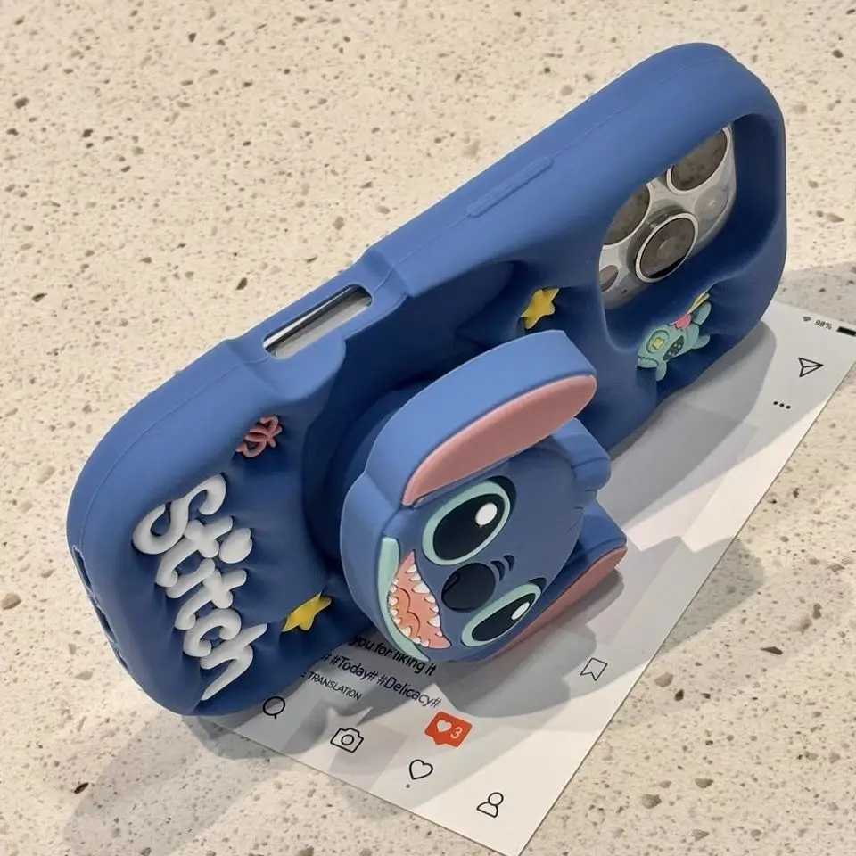 

Three-dimensional funny Stitch is suitable for iPhone 16 15 14 13 12 pro max silicone mobile phone case, lover gift