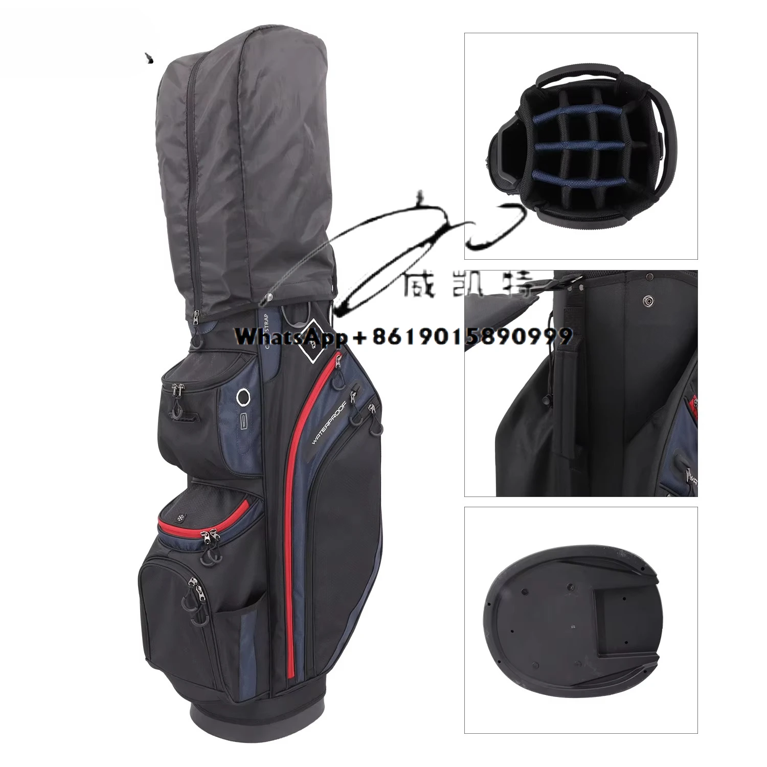 

Professional customized black Grey Nylon women men 14 ways lightweight golf cart bag